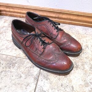 Vintage Wingtip Brogue Oxford 10D Brown Oxblood Leather  Dress Shoes